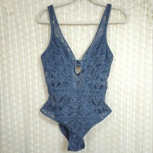 BECCA Blue Lace One-Piece Swimsuit
